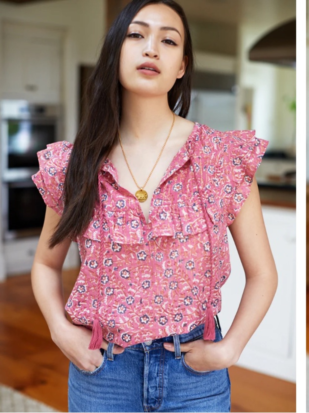 Emerosn Fry India Collection Antoinette Top Rose Gold Lurex Size Small